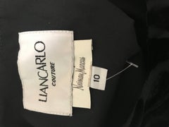 Vintage Liancarlo Couture Größe 10 Schwarz schulterfreies Kleid aus Seidensamt mit Ausschnitt