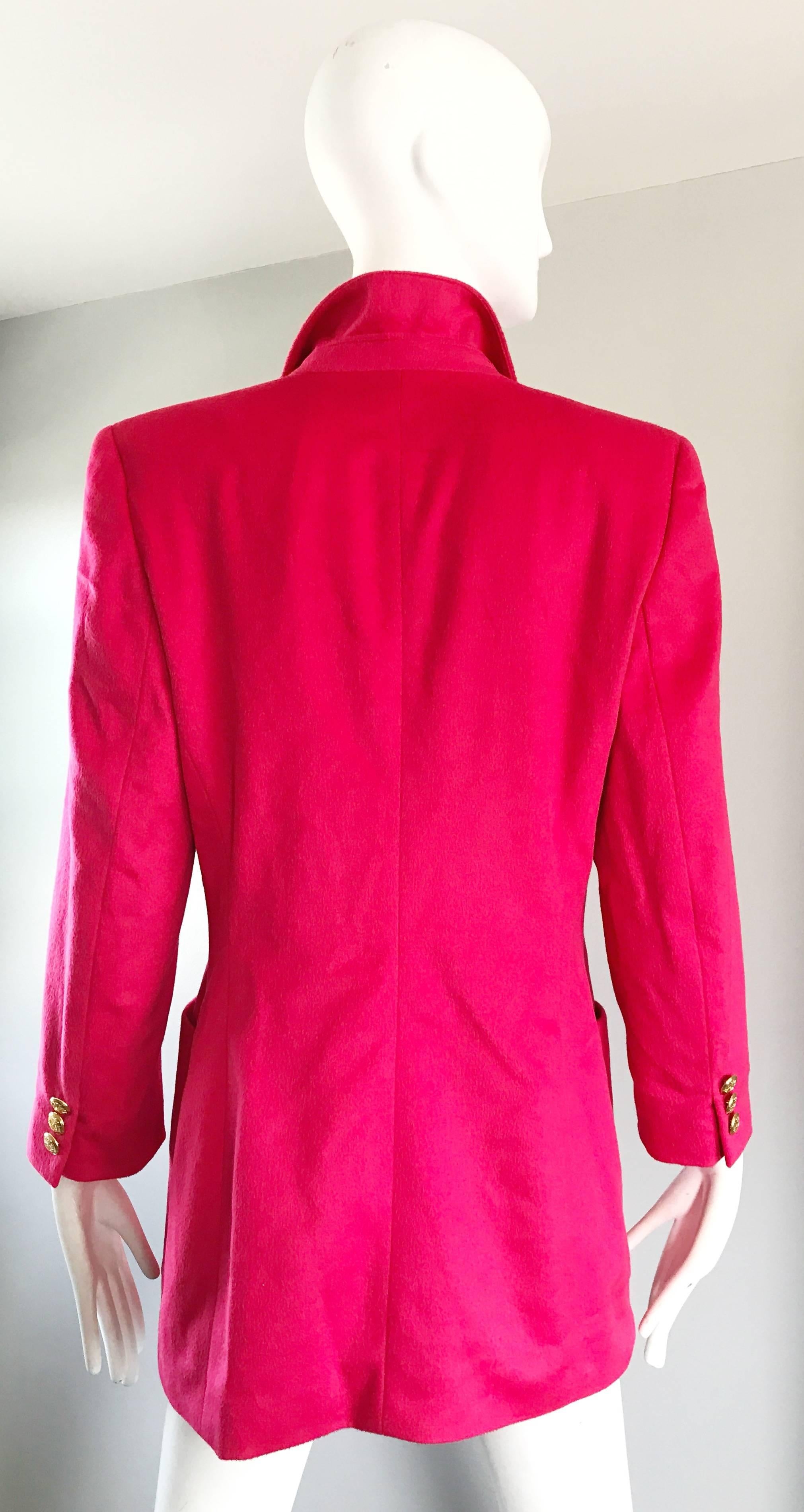 Vintage Escada by Margaretha Ley Hot Shocking Hot Pink Angora Wool Blazer Jacket 1