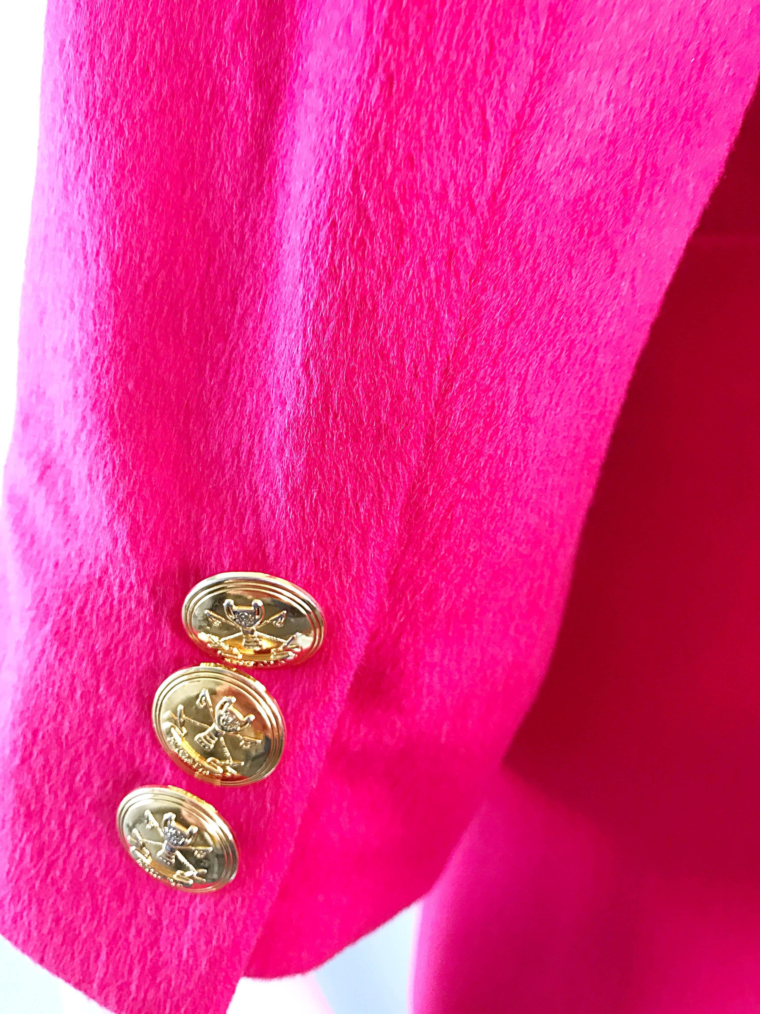 Vintage Escada by Margaretha Ley Hot Shocking Hot Pink Angora Wool Blazer Jacket 2