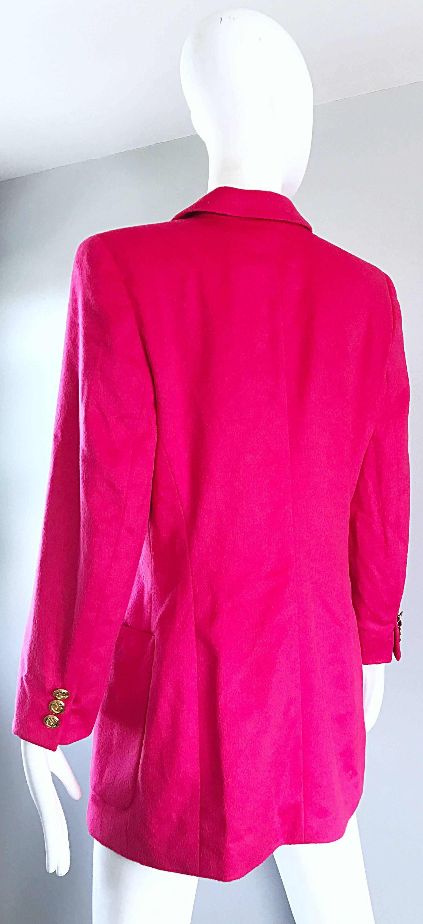 Vintage Escada by Margaretha Ley Hot Shocking Hot Pink Angora Wool Blazer Jacket 3