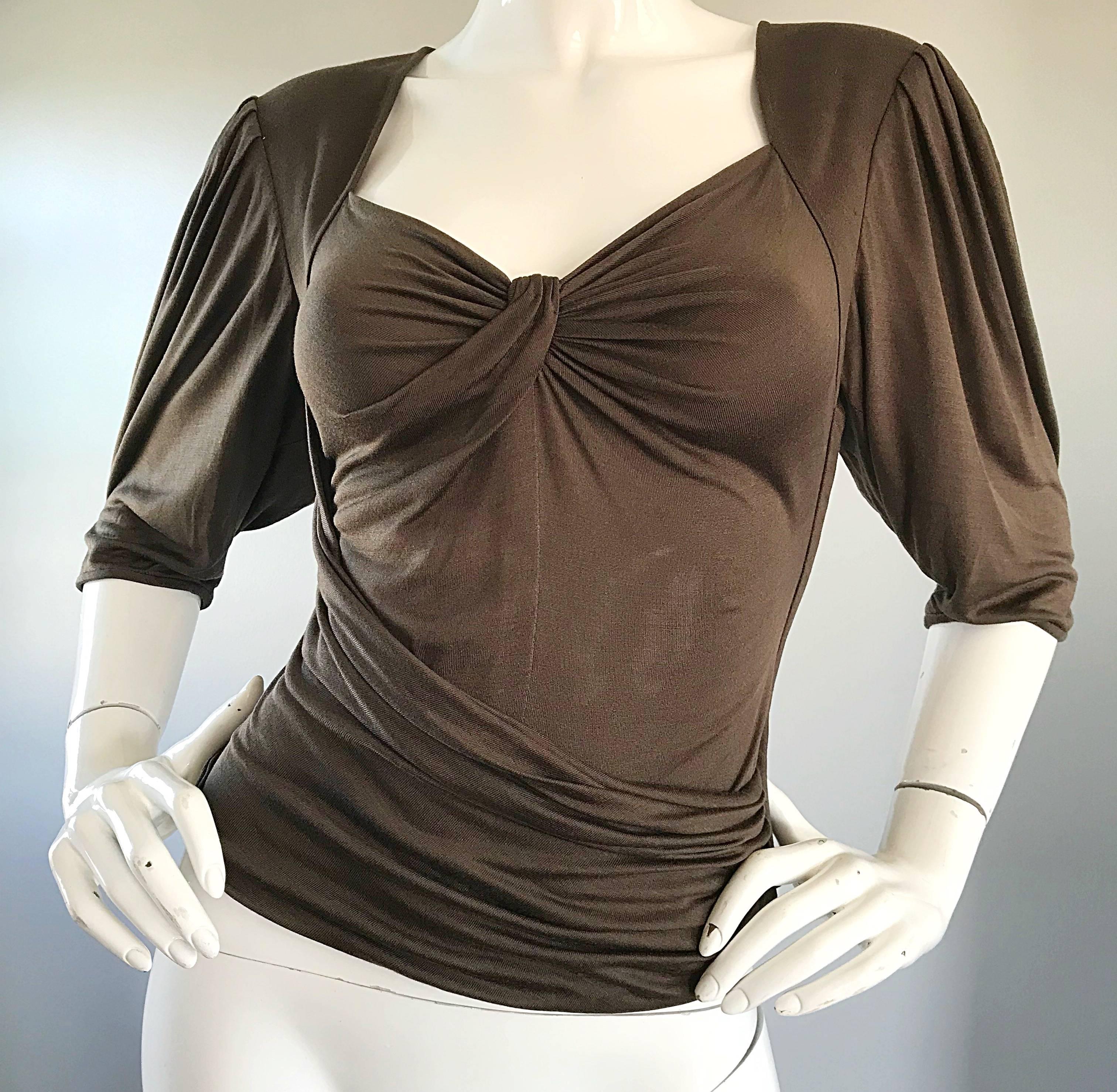 Zweiteiliges Vintage Emanuel Ungaro Haremshosen-Ensemble aus Seidenjersey in Taupe im Angebot 4