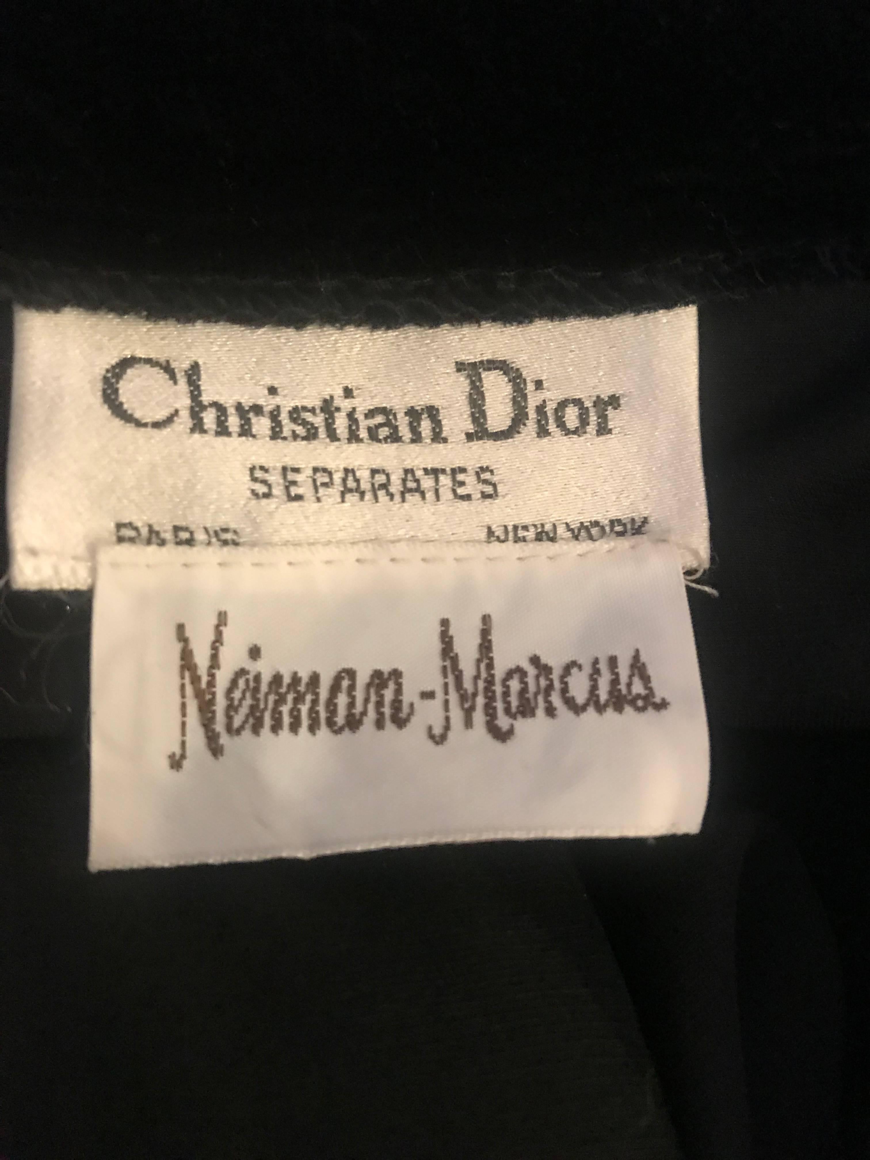 Chic 1990s / 90s CHRISTIAN DIOR black silk velvet trousers! Timeless fit features a slight high rise waist, with straight legs. Pockets at each slide of the hip. Hidden interior button at side with hook-and-eye closure. The perfect classic pair of