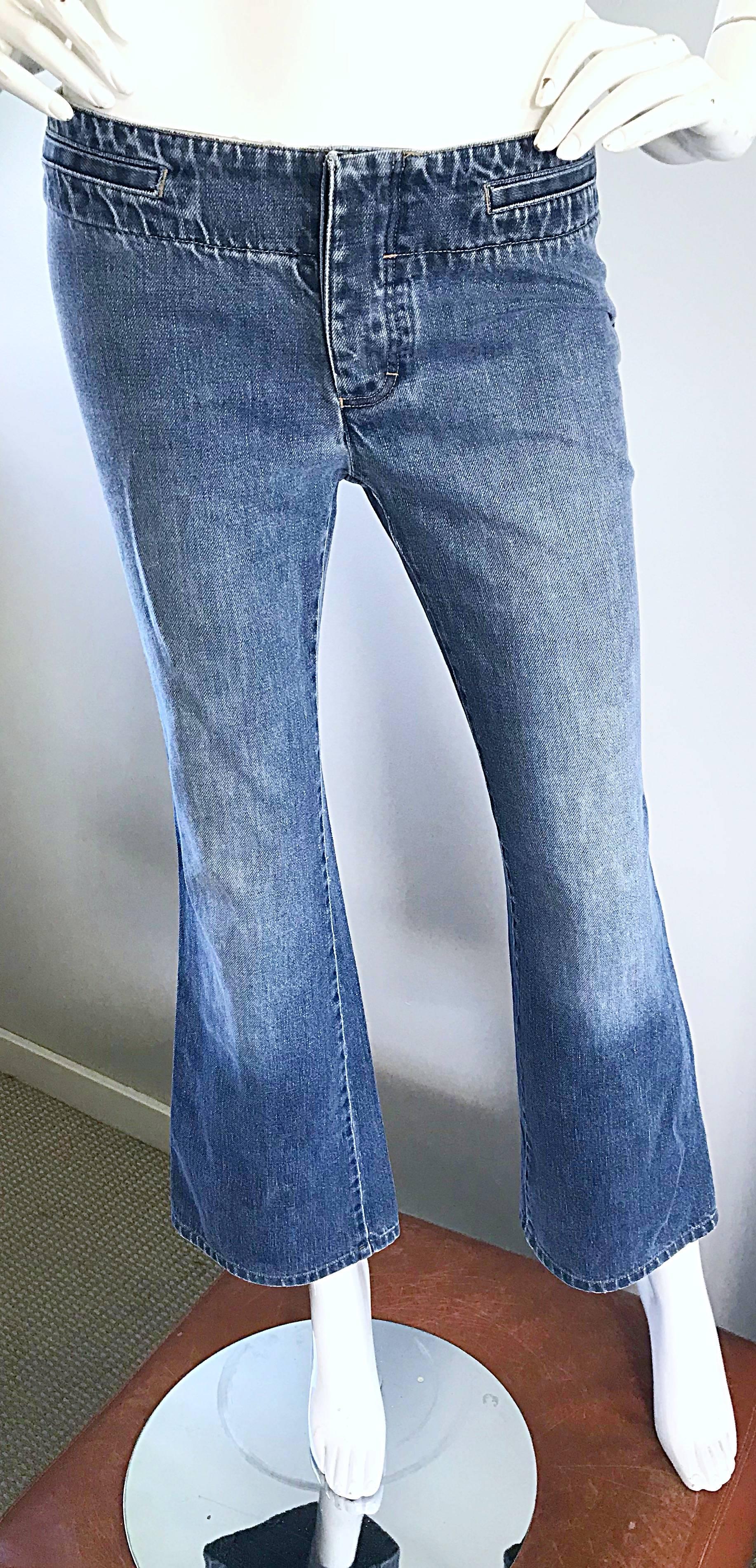 Tom Ford for Gucci Size 6 Low Rise Blue Jeans Denim Flare Leg 