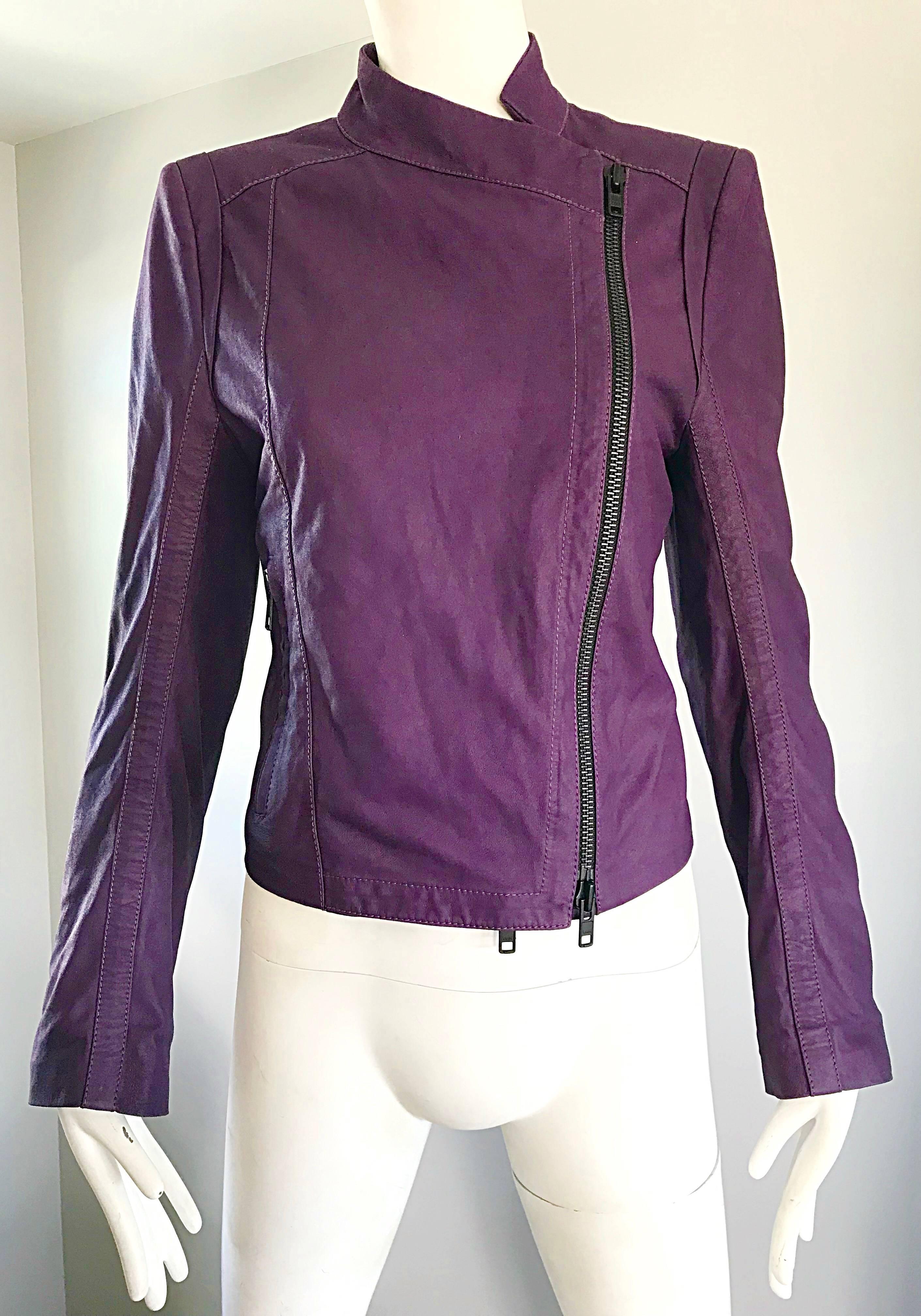 purple moto jacket