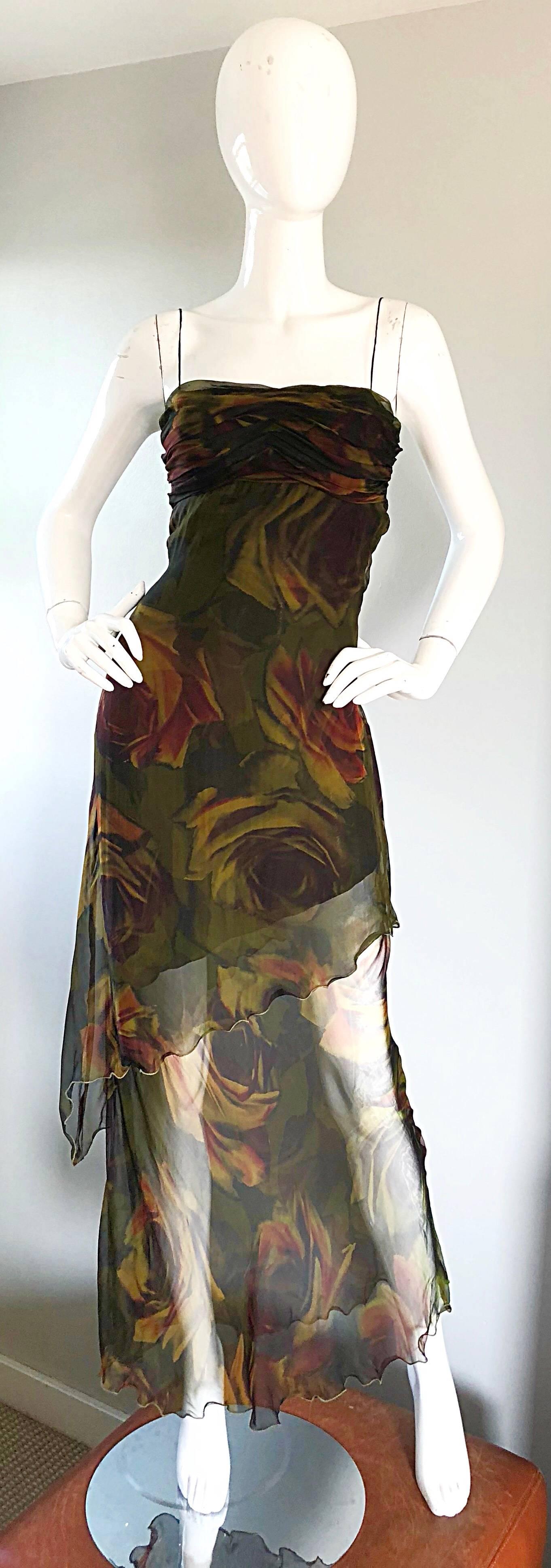1990s luca luca silk chiffon dress
