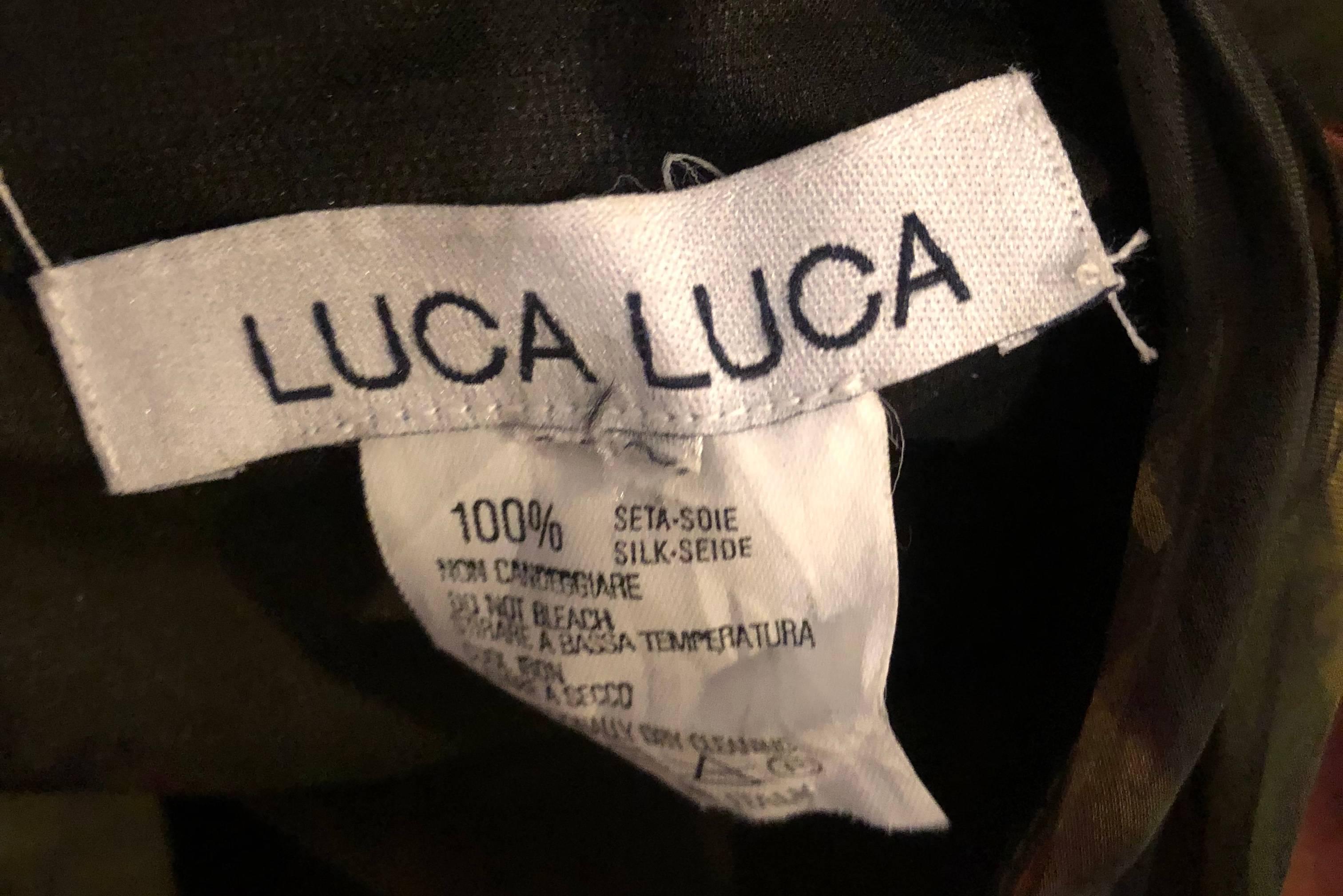 Women's 1990s Luca Luca Silk Chiffon High - Low Rose Print Semi Sheer Vintage 90s Gown
