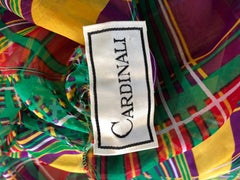 1970s Cardinali Original Sample Plaid Silk Chiffon Open Front Jacket Blouse