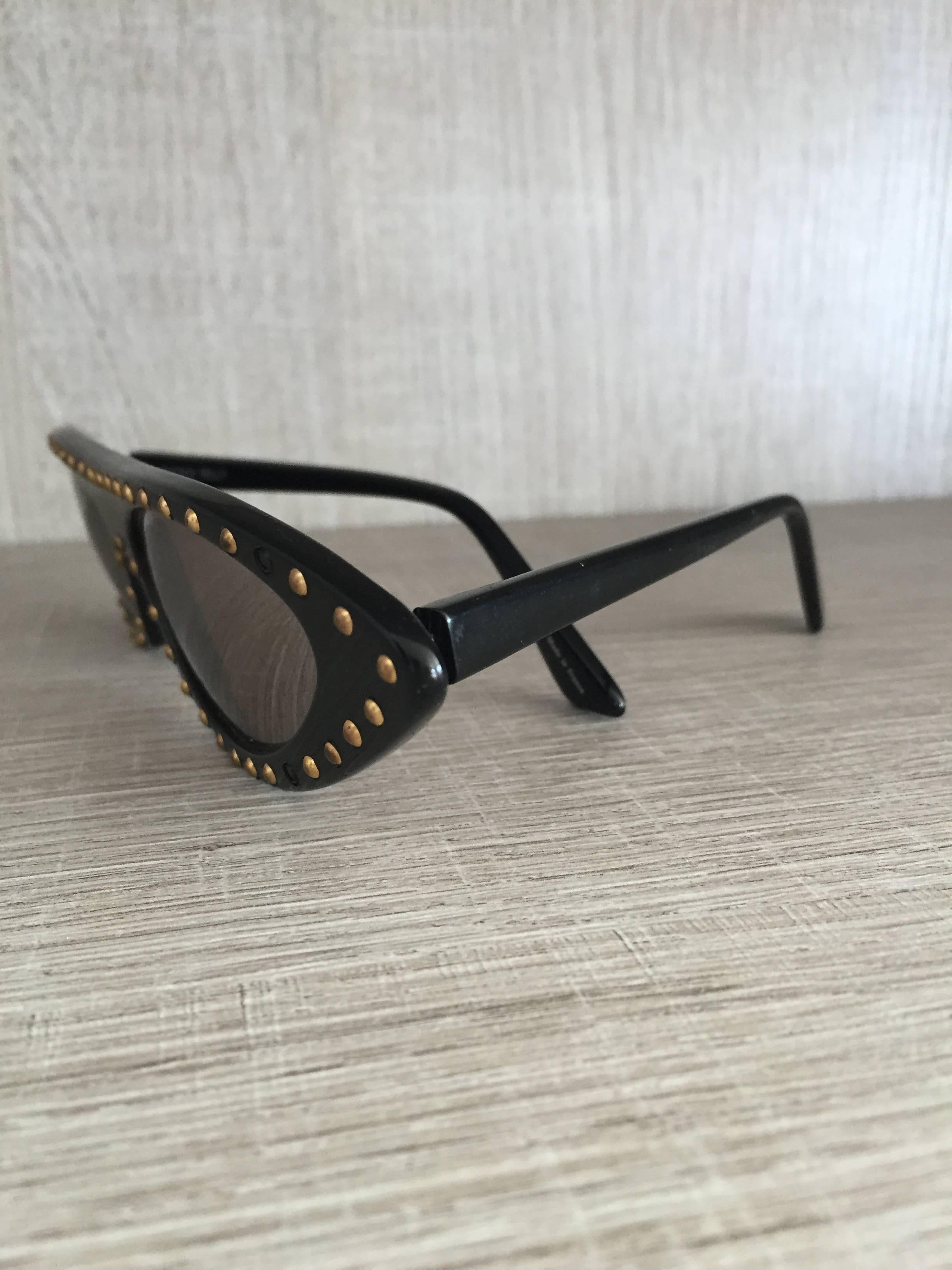 Patrick Kelly Amazing and Rare Vintage Cat Eye Sunglasses Glasses w/ Studs 2