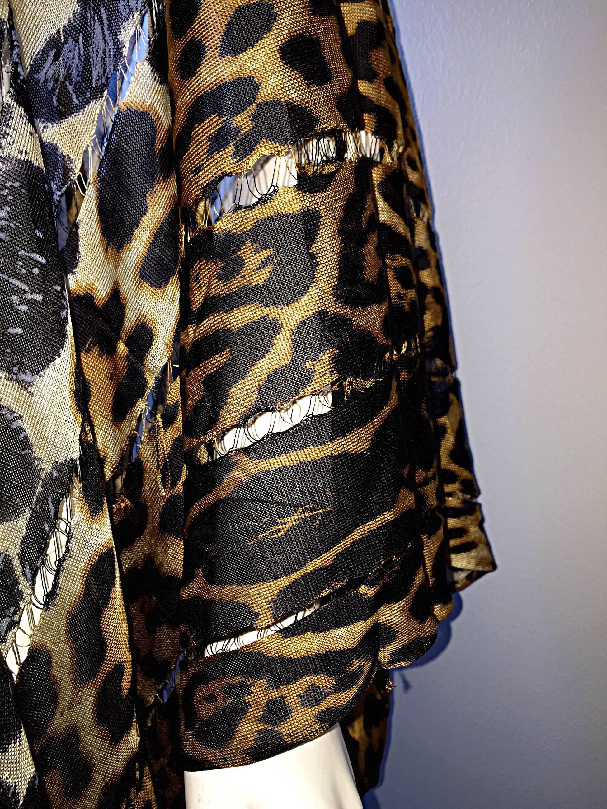 Women's Rare Iconic Yves Saint Laurent Tom Ford Leopard Cheetah Silk Fringed Caftan YSL