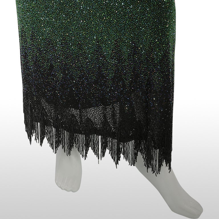 1980’s/90’s Bellville Sassoon & Locan Mullany Emerald Green Sequin Gown For Sale 3