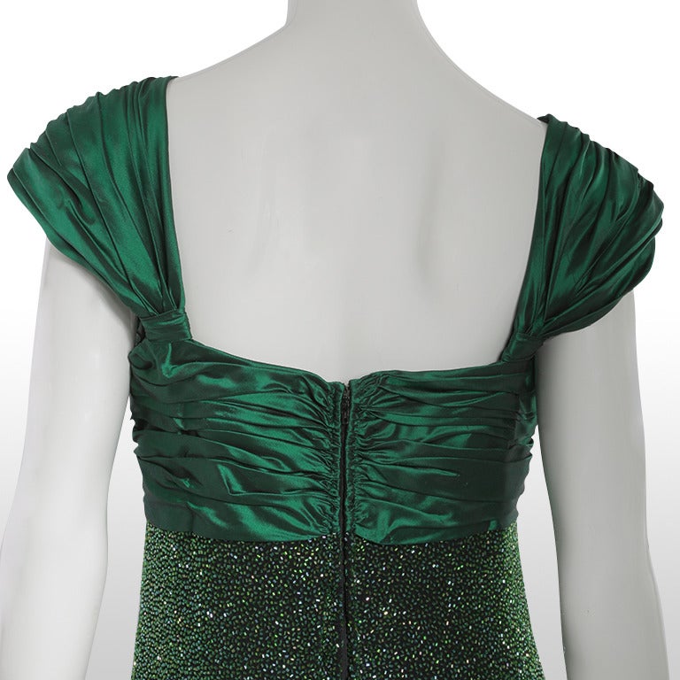 1980’s/90’s Bellville Sassoon & Locan Mullany Emerald Green Sequin Gown For Sale 2