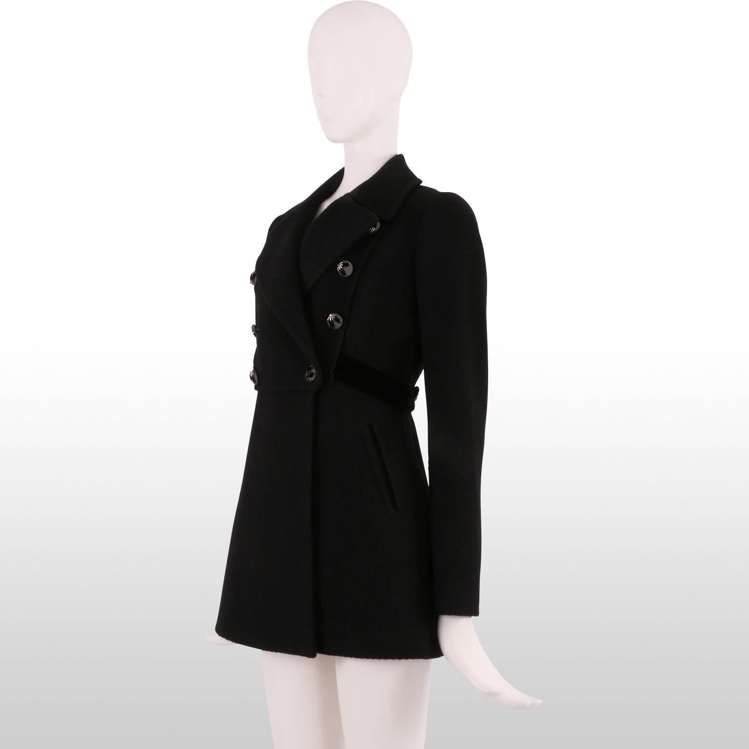 Rebecca Taylor Black Double Breasted Wool Coat For Sale 1
