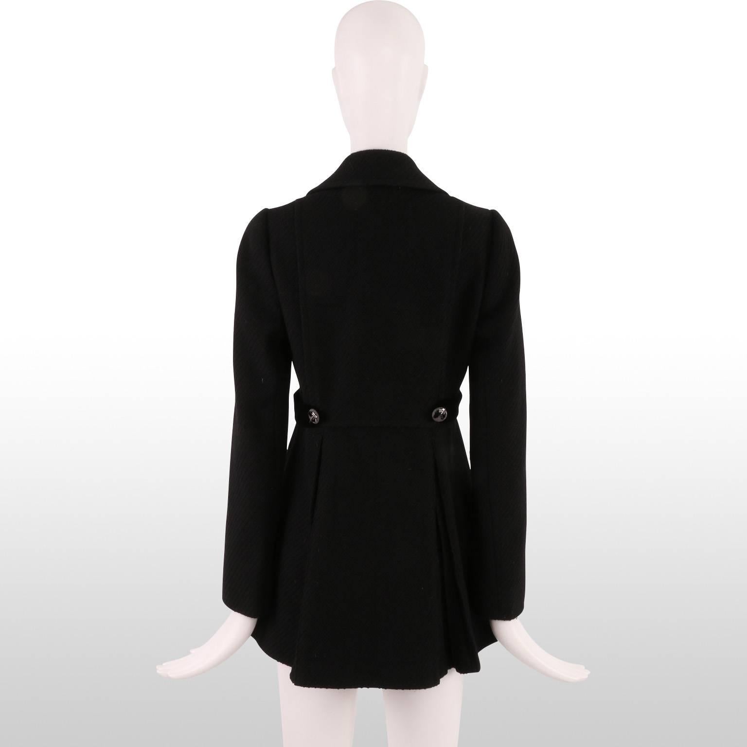 Women's Rebecca Taylor Black Double Breasted Wool Coat For Sale