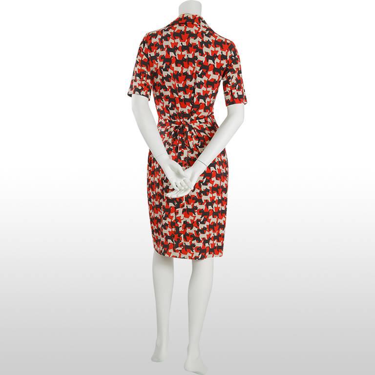 Cacharel Dog Print Wrap Dress For Sale at 1stDibs | dog print dress