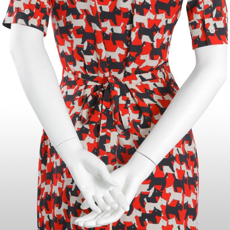 Women's Cacharel Dog Print Wrap Dress  For Sale