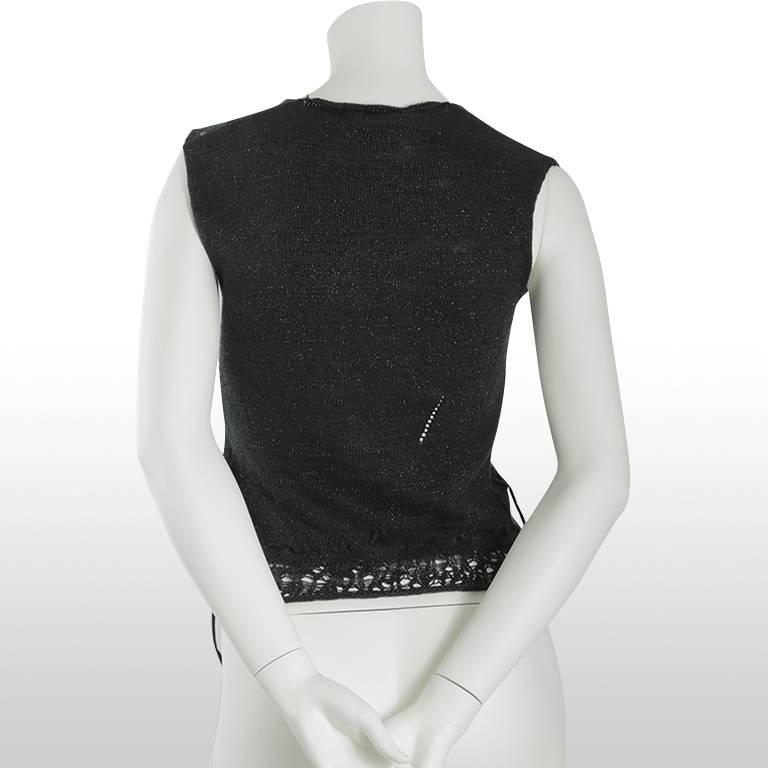 Black Dries Van Noten Linen Knit Vest  For Sale