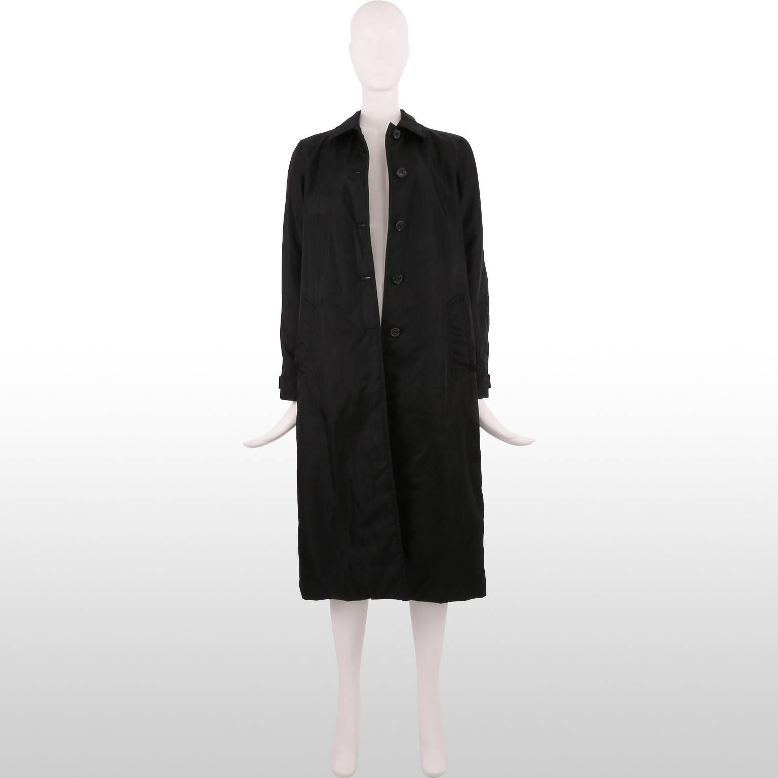 Women's Prada Black Long Rain Coat  For Sale