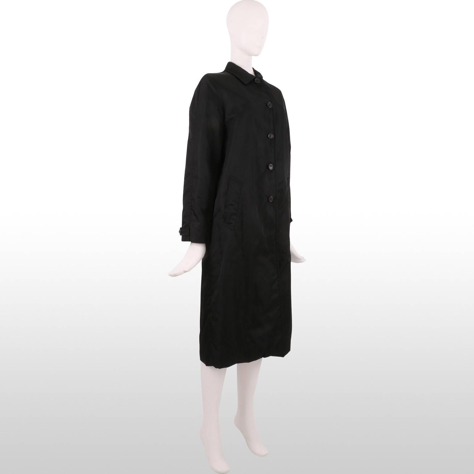 Prada Black Long Rain Coat  In Excellent Condition For Sale In London, GB
