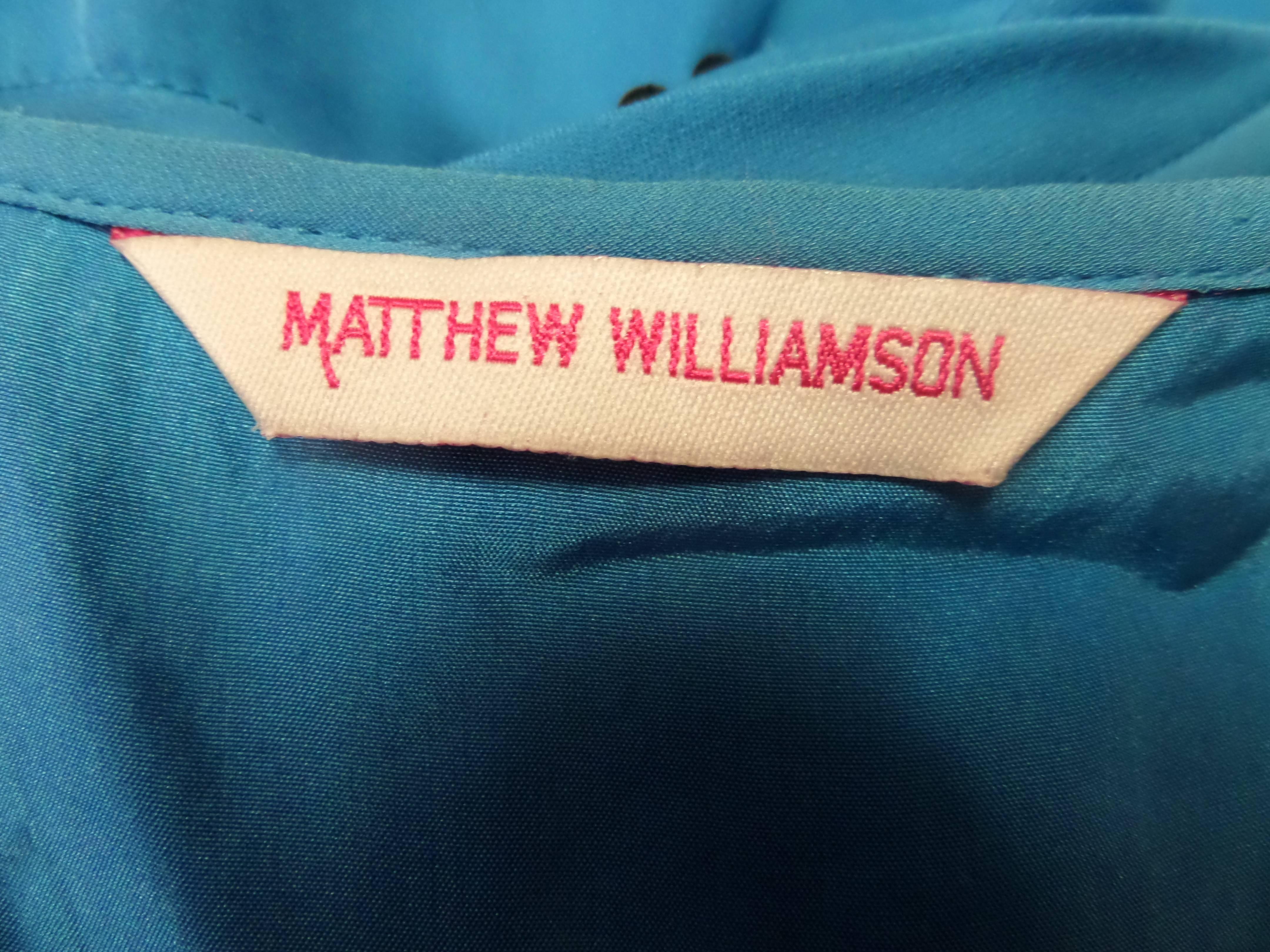 Matthew Williamson Cerulean Blue Dress with Beaded Shell Detail Size UK 10 4