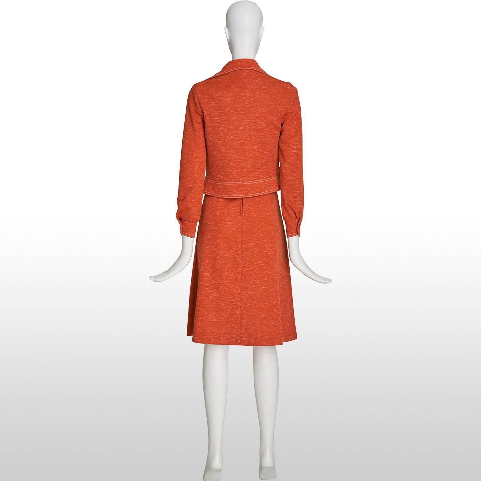 Cute 1960's Jonathan Logan Orange Stripe Dress Suit Size 8 For Sale 3