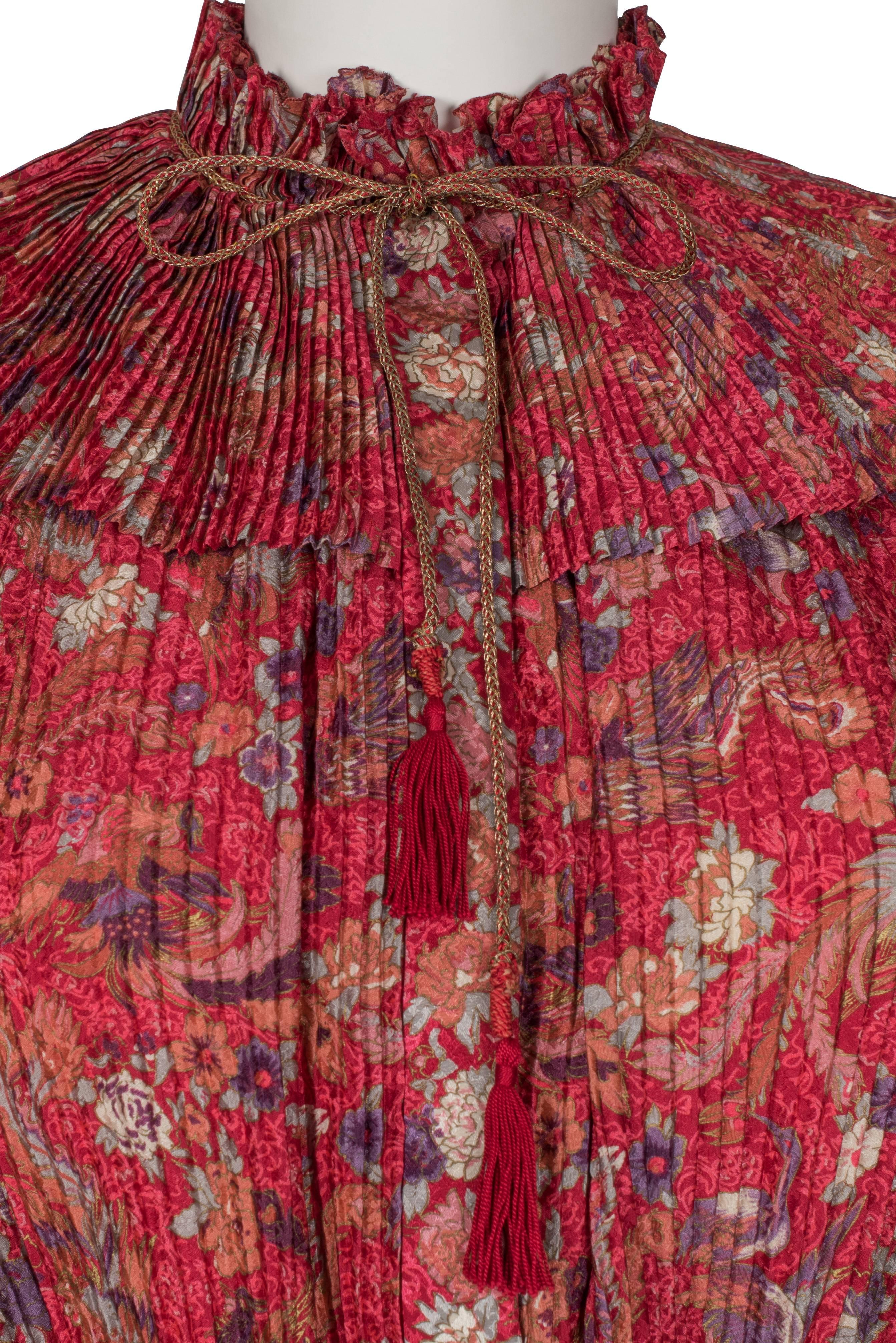 1980's Emanuel Ungaro Crimson Herron Print Dress & Jacket For Sale 1
