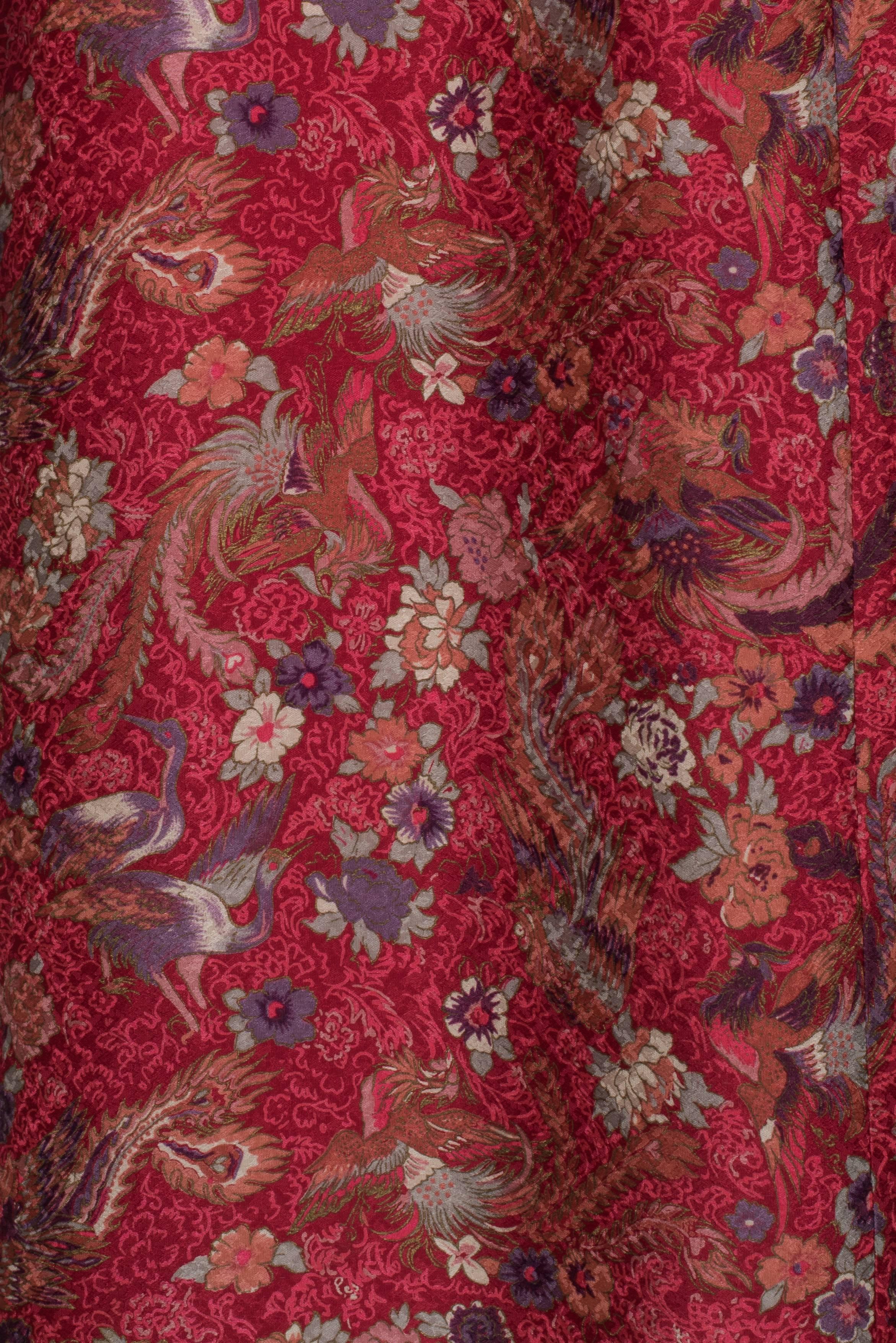 1980's Emanuel Ungaro Crimson Herron Print Dress & Jacket For Sale 4