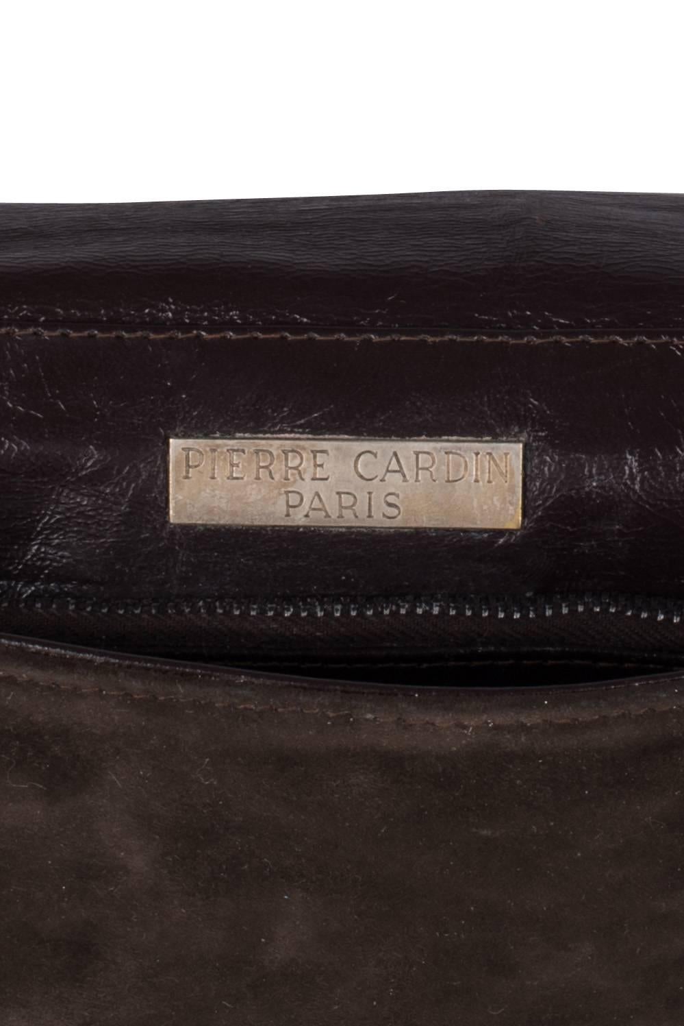 1960's Pierre Cardin Brown Suede Space Age Shoulder Bag For Sale 1