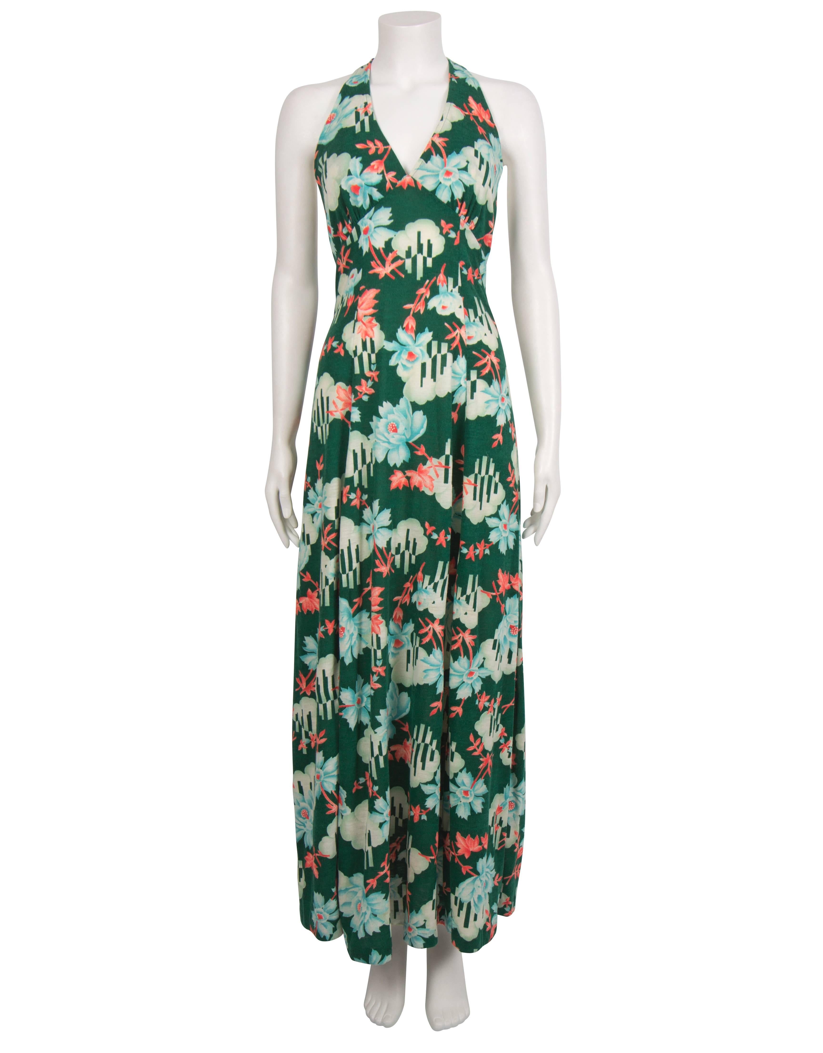 Women's 1960's Green & Coral Floral Dress & Bolero