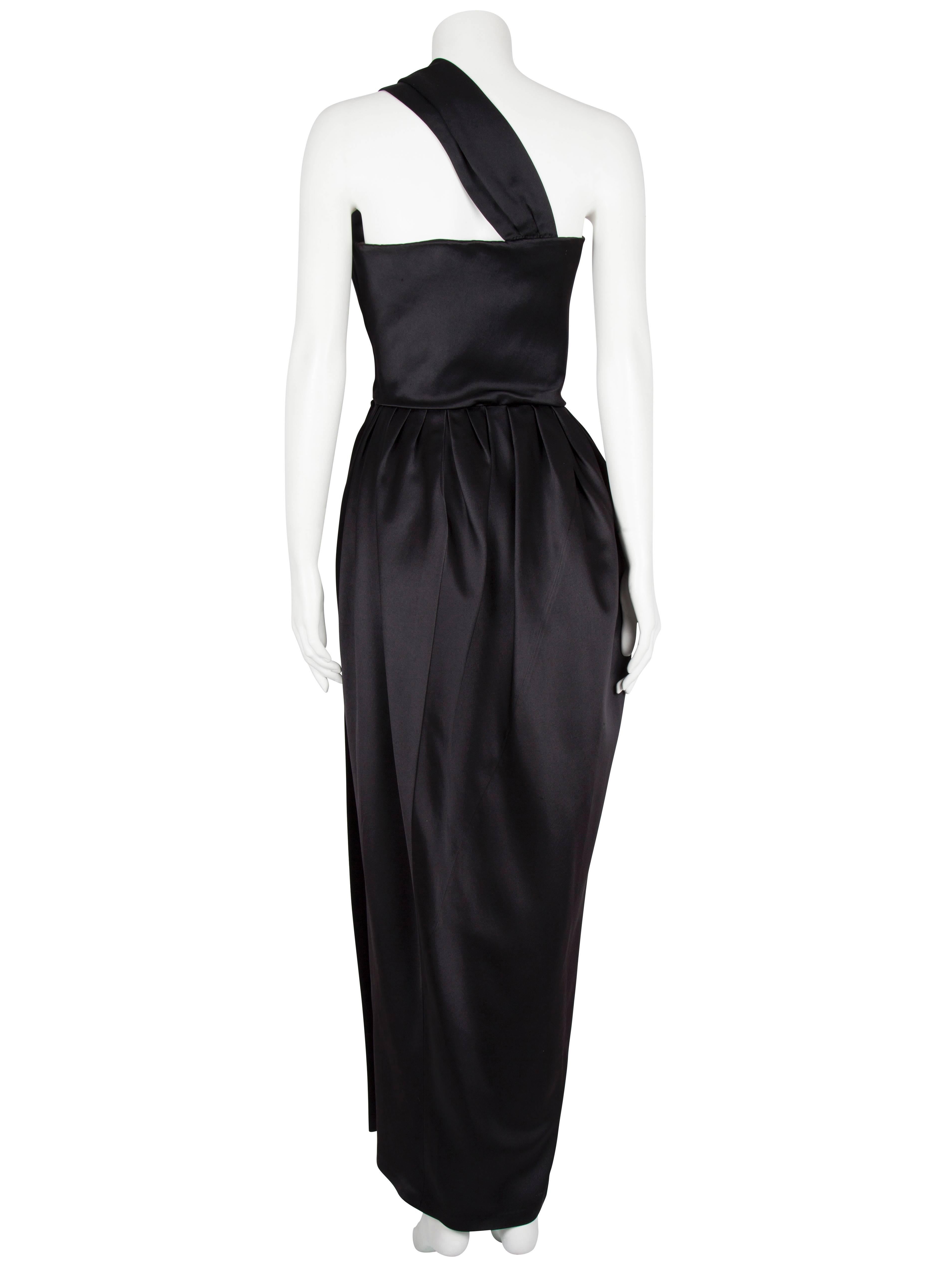 Women's A/W 1979 Dior Couture Silk Satin One Shoulder & Dramatic Bow Tulip Skirt Gown  For Sale