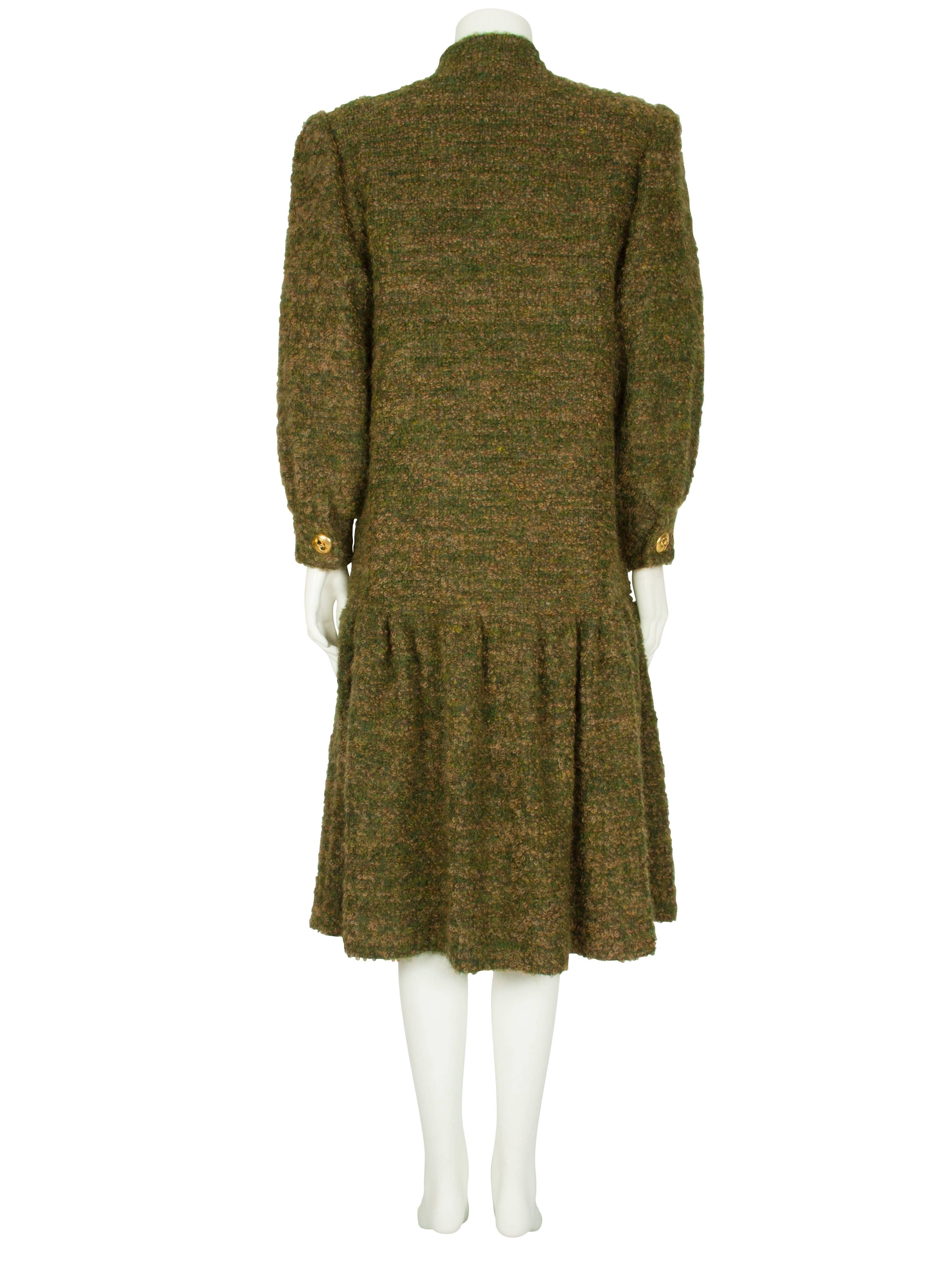 Brown 1960's Harald Boucle Wool Dropped Waist Coat For Sale