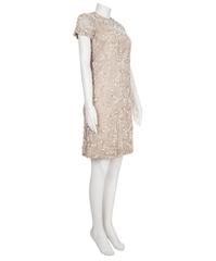 1960s Malcolm Starr Metallic and Ivory Beaded Shift Dress