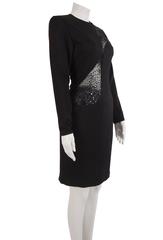 1980's Black Silk and Sheer Sequinned Dress