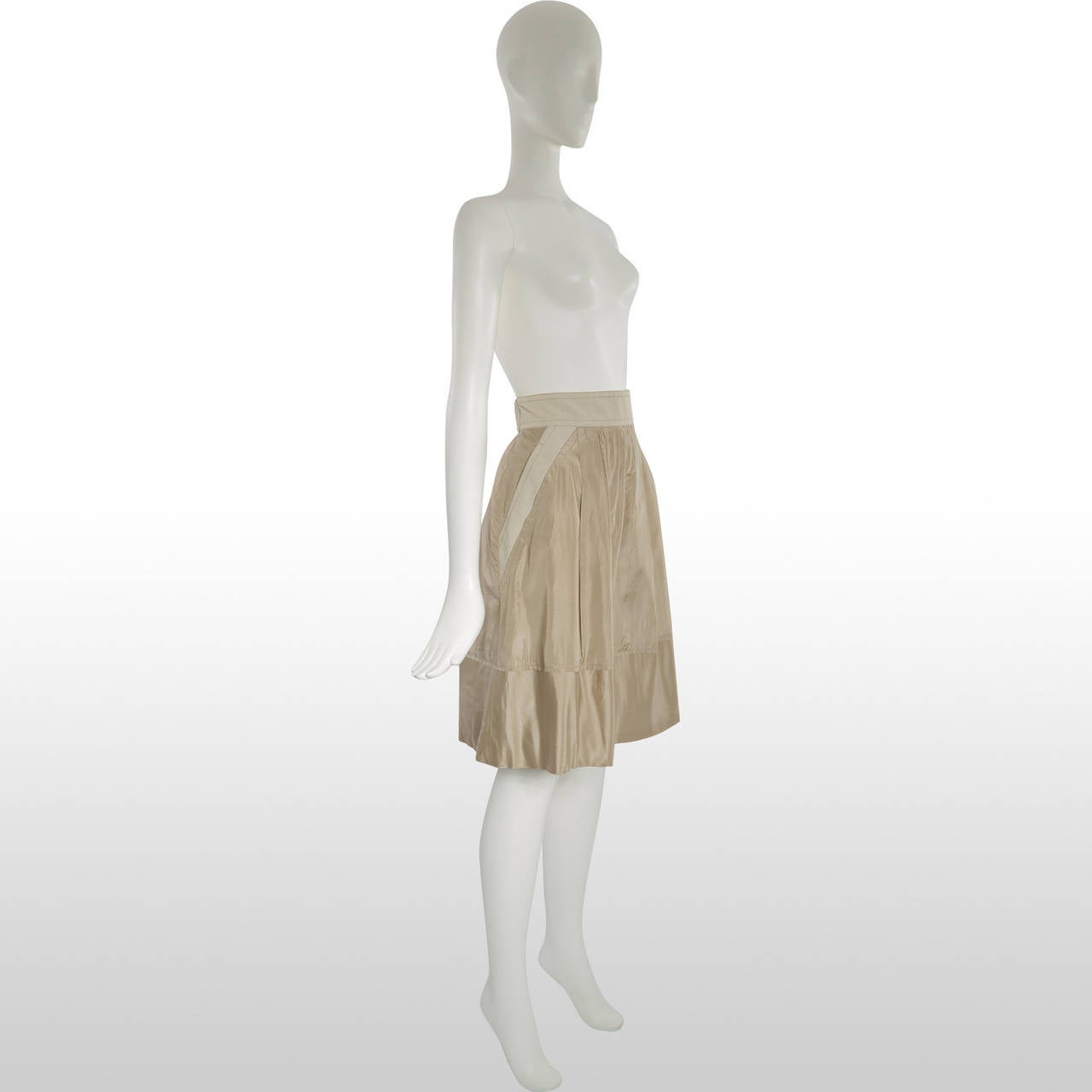 Brown Louis Vuitton (Spring/Summer 2003) Oatmeal Pleat Front Skirt For Sale