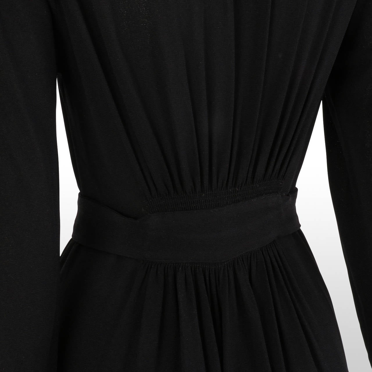 1930's Black Crepe Dress with Braid Trim Peter Pan Collar 3