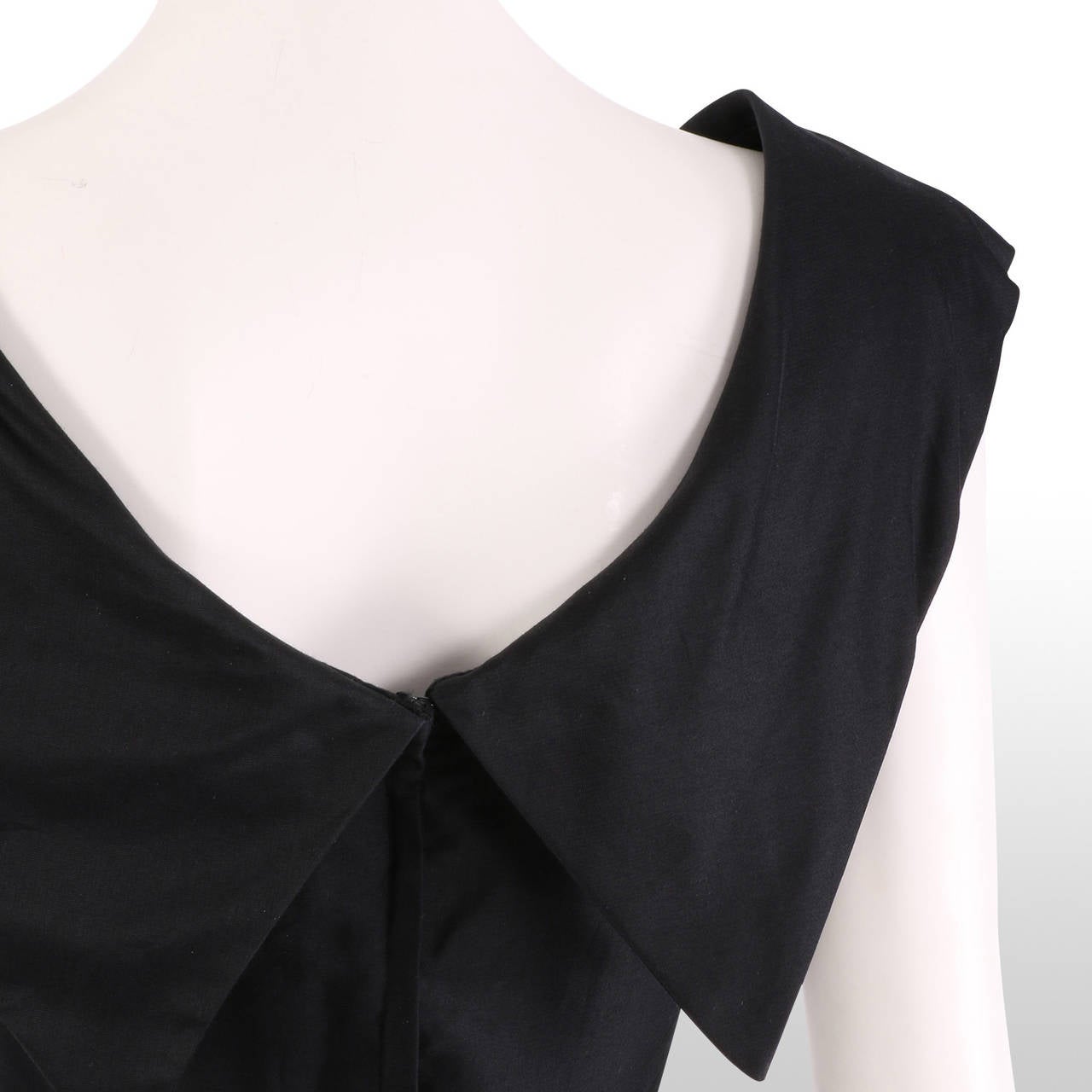 1950's Black Sweetheart Neck With Chiffon Detail Cocktail Dress 4