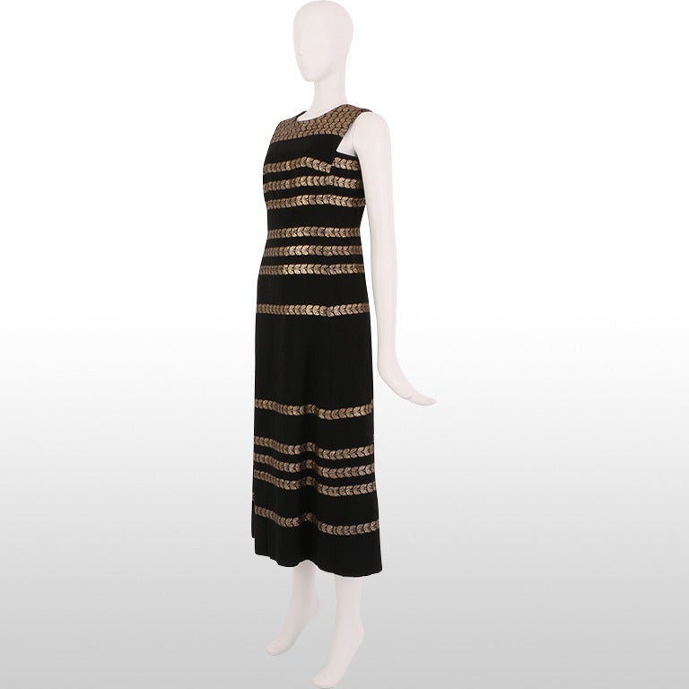 1960's Black and Metallic Gold Cleopatra Gown