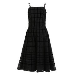 1950's Black Lace With Caged Effect Velvet Cocktail Dress