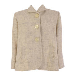 1950's Ivory & Ash Wool Swing Cropped Jacket - Size M
