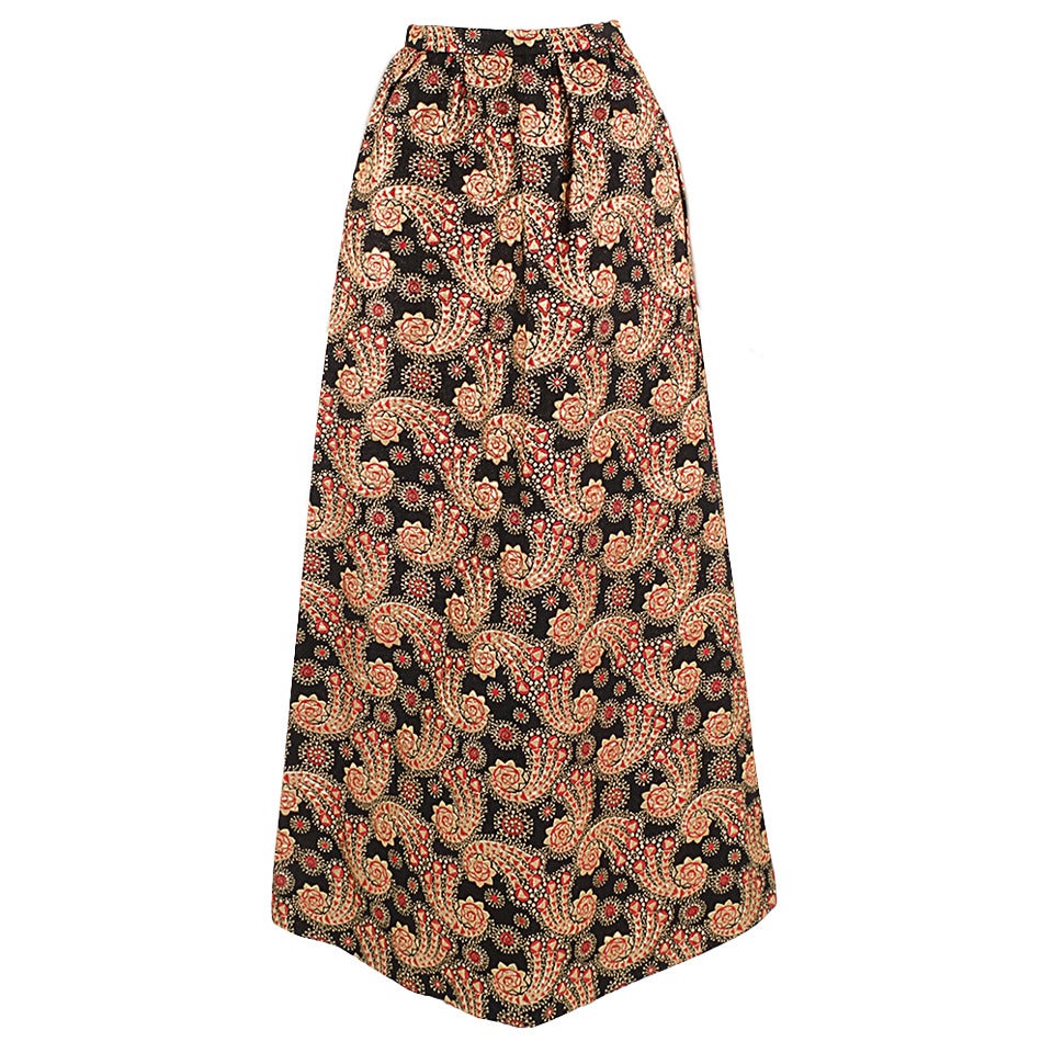 1960's Hardy Amies Pink and Gold Brocade Skirt For Sale