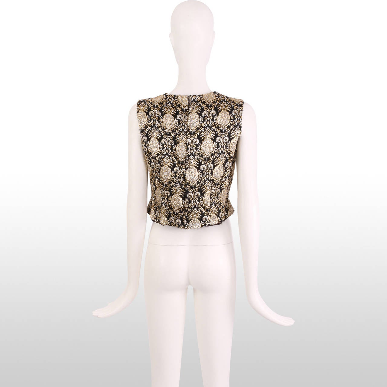 1960's Black, Silver and Gold Metallic Pineapple Top In Excellent Condition In London, GB