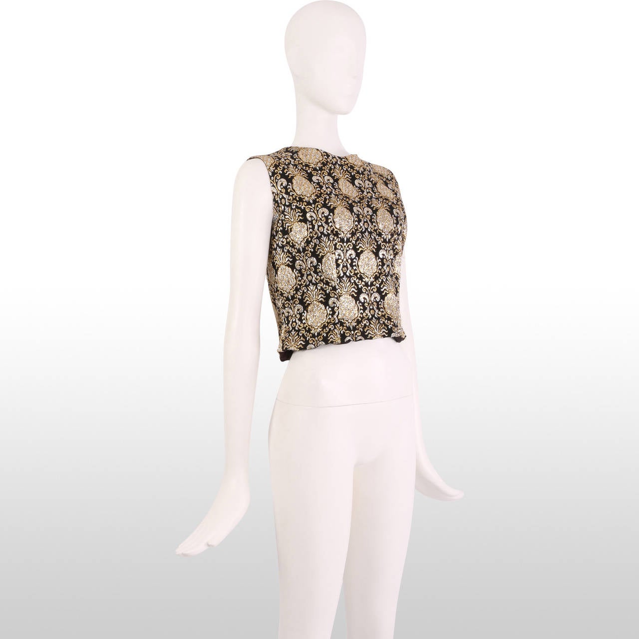 Women's 1960's Black, Silver and Gold Metallic Pineapple Top