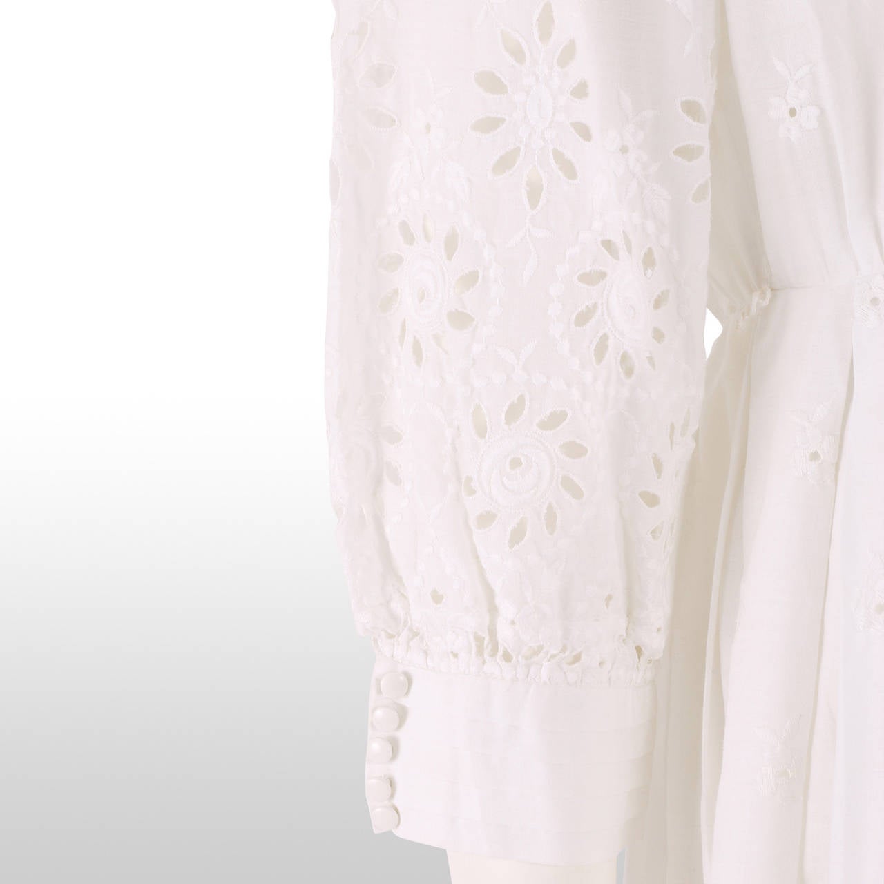 1950's White Cotton Broderie Anglaise Summer Dress 3