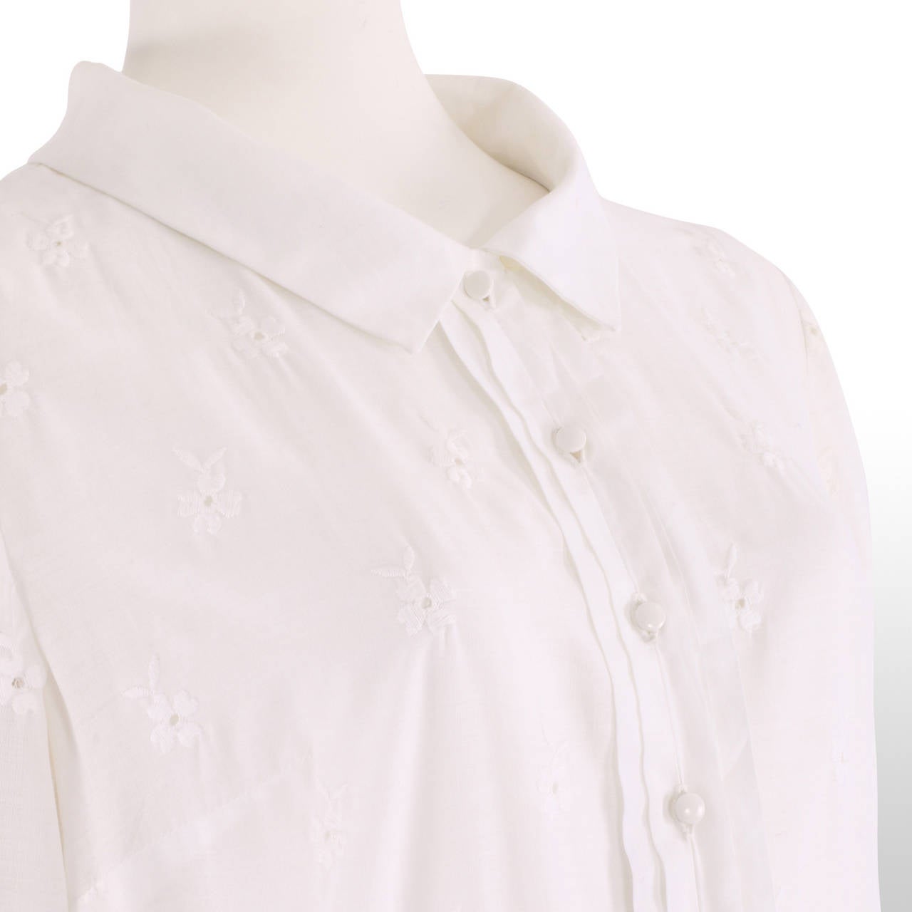 1950's White Cotton Broderie Anglaise Summer Dress 1