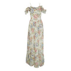 1930’s Full Length Floral Drop Shoulder Dress