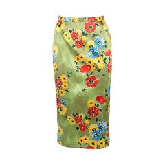 Dolce and Gabbana Bright Satin Silk Floral Skirt