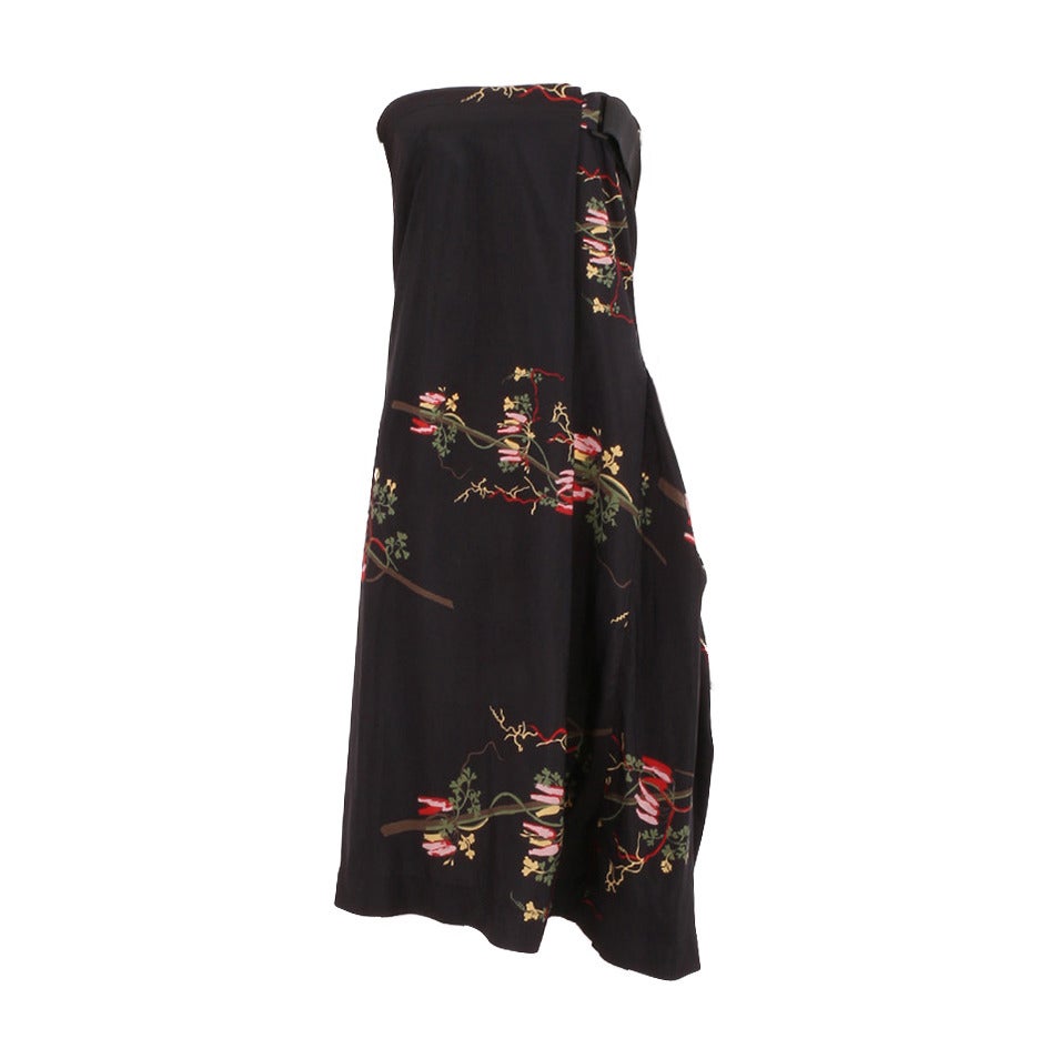 Vivienne Westwood Anglomania Black with Oriental Print Strapless Dress For Sale