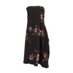 Vivienne Westwood Anglomania Black with Oriental Print Strapless Dress