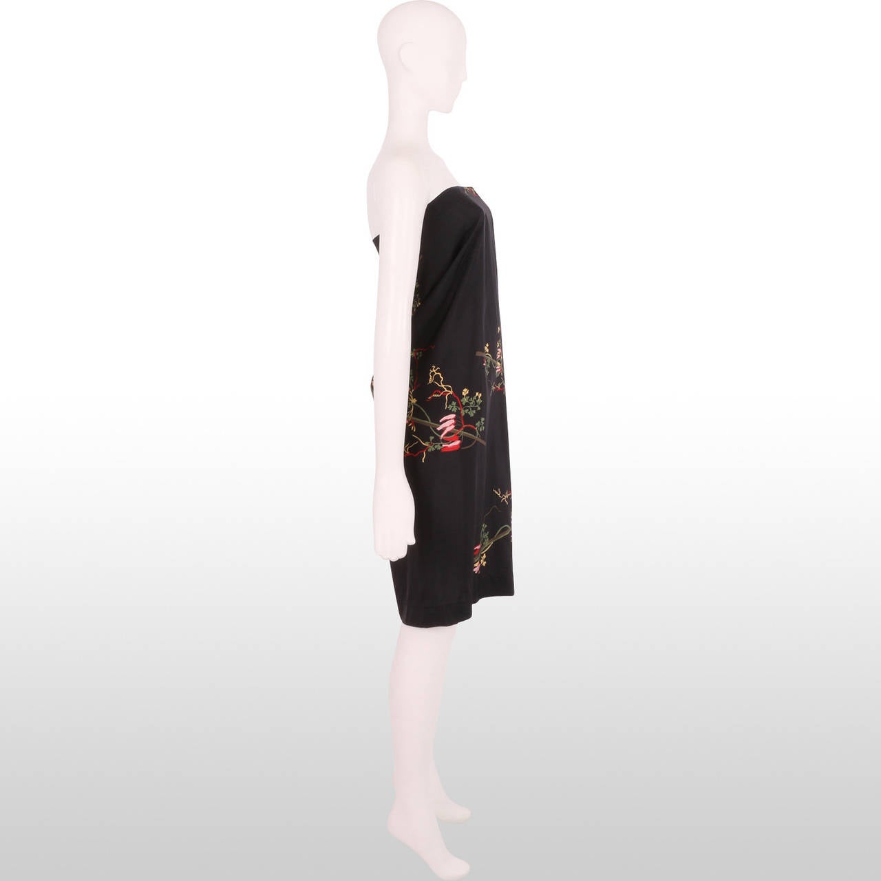 Vivienne Westwood Anglomania Black with Oriental Print Strapless Dress In Excellent Condition For Sale In London, GB