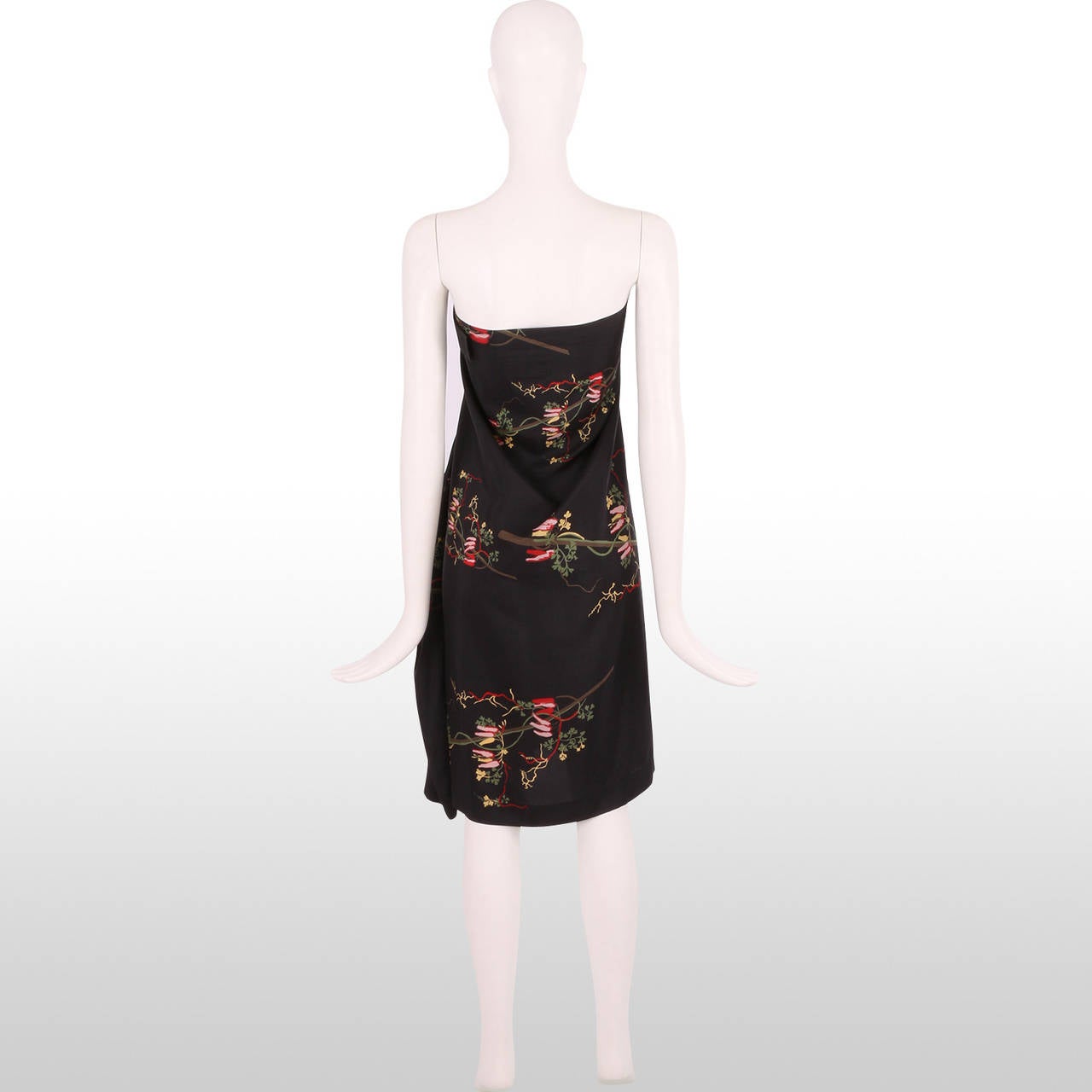 Women's Vivienne Westwood Anglomania Black with Oriental Print Strapless Dress For Sale