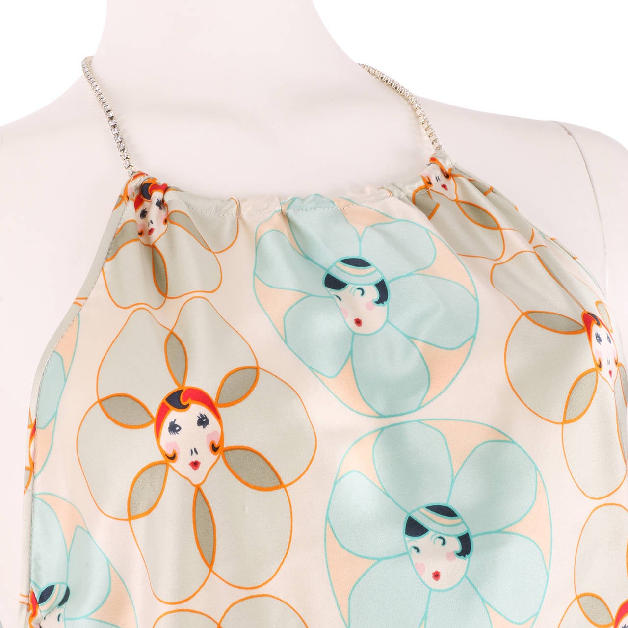 John Galliano Patchwork Print Silk Halter Neck Dress For Sale 1